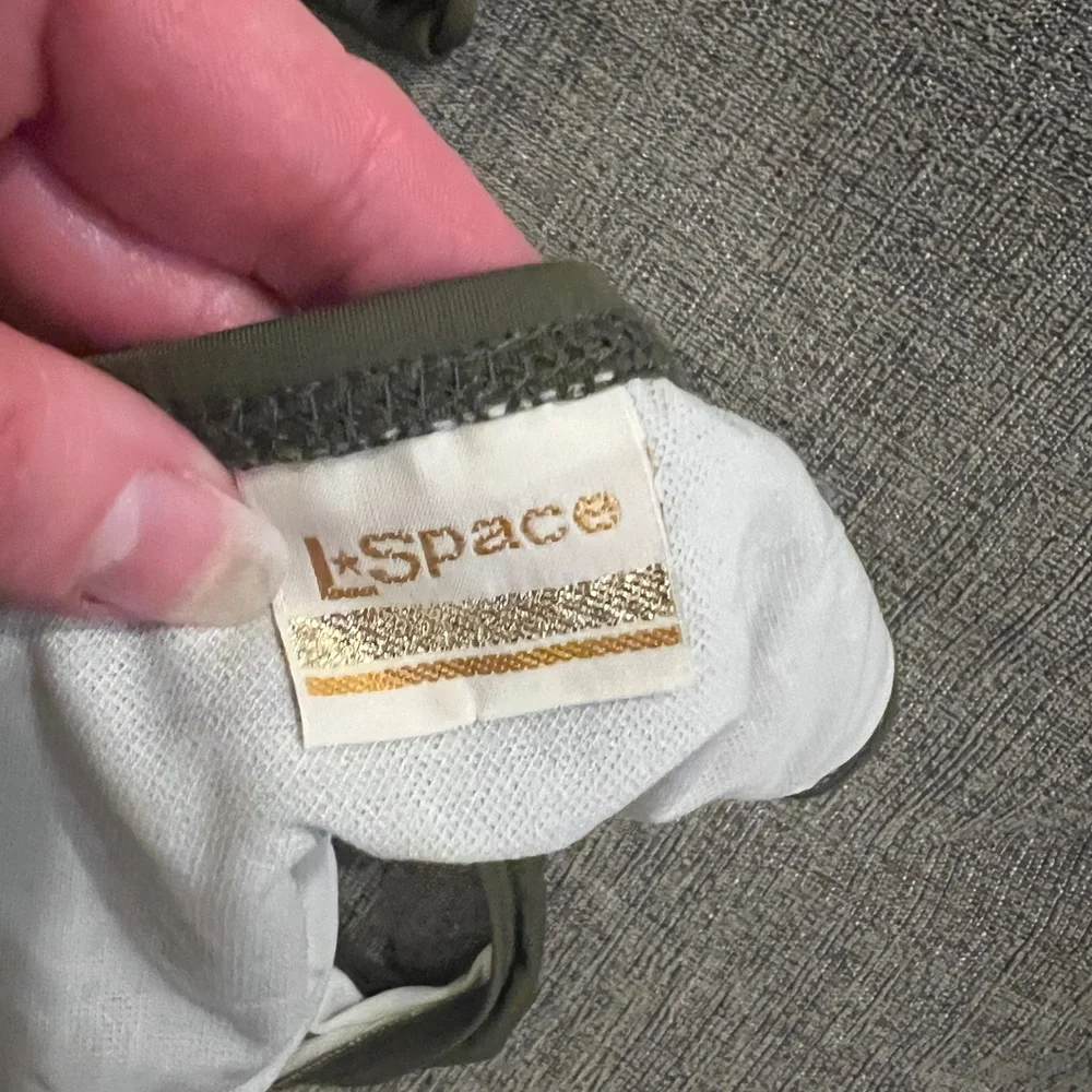 L Space army green bikini with gold mesh small bottom large top - Picture 4 of 6